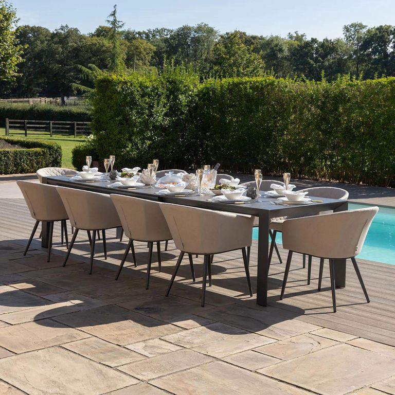 Ambition Extending Garden Dining Set - 10 Seater - 200cm - Oatmeal