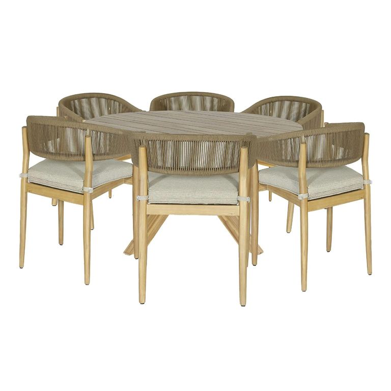 Porto Round Garden Dining Set - 6 Seater - 150cm - Sandstone