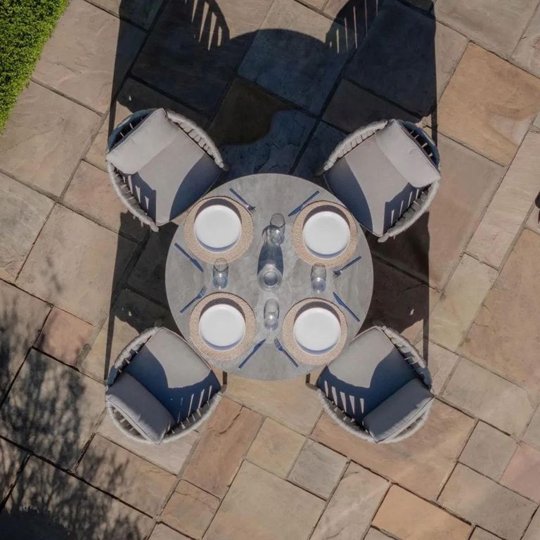 Milan Round Garden Dining Set - 4 Seater - 120cm - Cool Linen