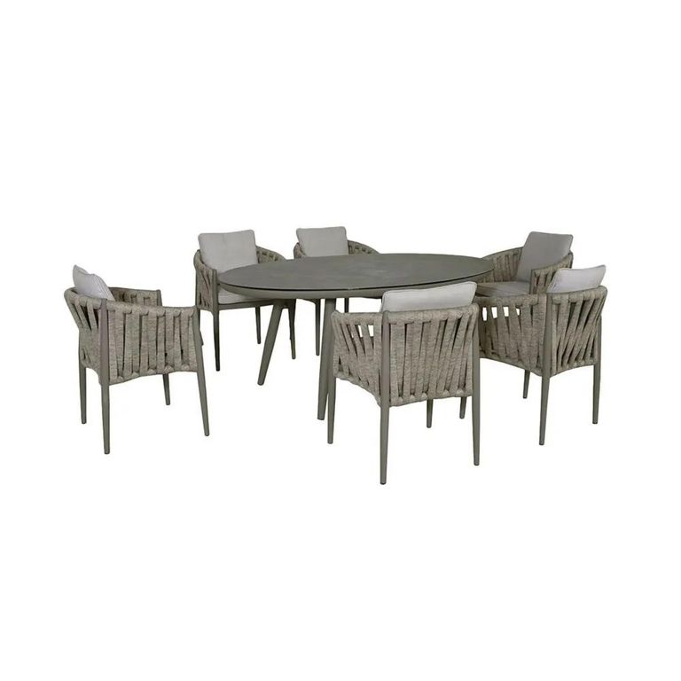 Milan Oval Garden Dining Set - 6 Seater - 120cm - Cool Linen