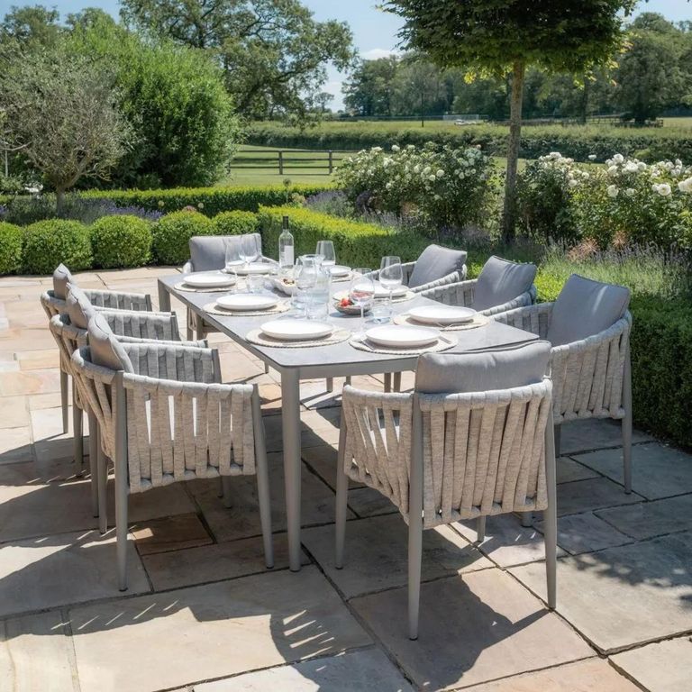 Milan Garden Dining Set - 8 Seater - 220cm - Cool Linen
