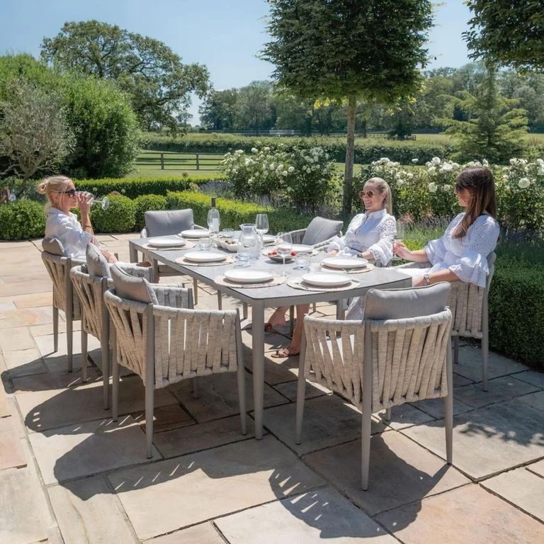 Milan Garden Dining Set - 8 Seater - 220cm - Cool Linen