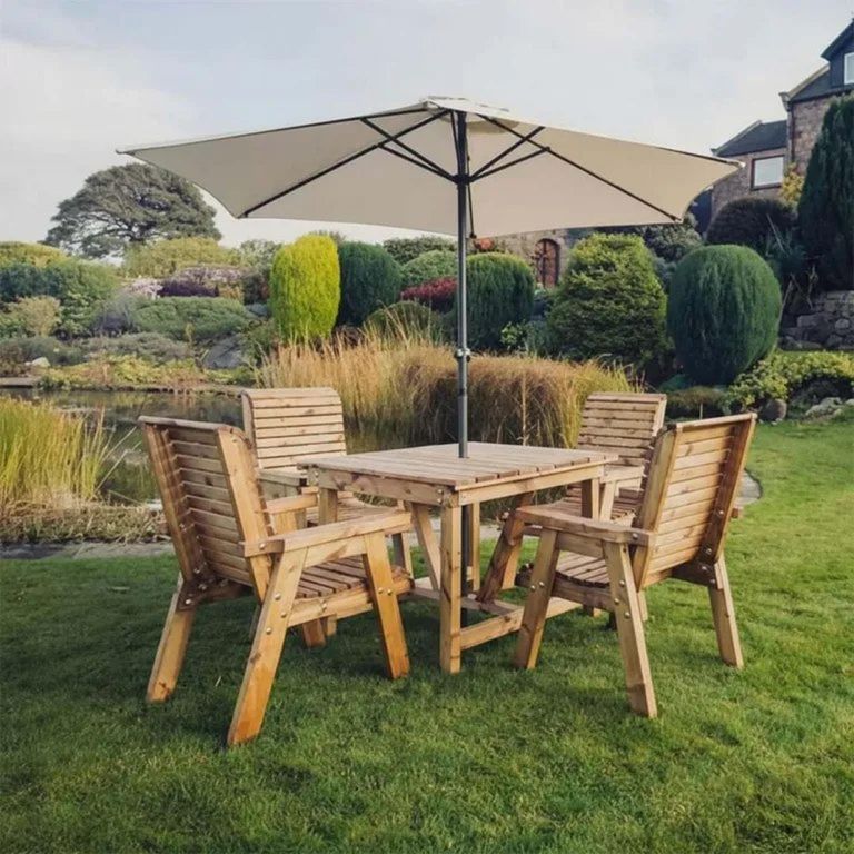 Garden Dining Set - 4 Seater - Square - Redwood