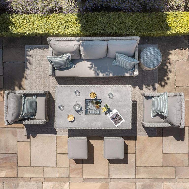 Oxford Garden Sofa Dining Set - Rising - 179cm - Ice Bucket - Ceramic Top - Grey Rattan