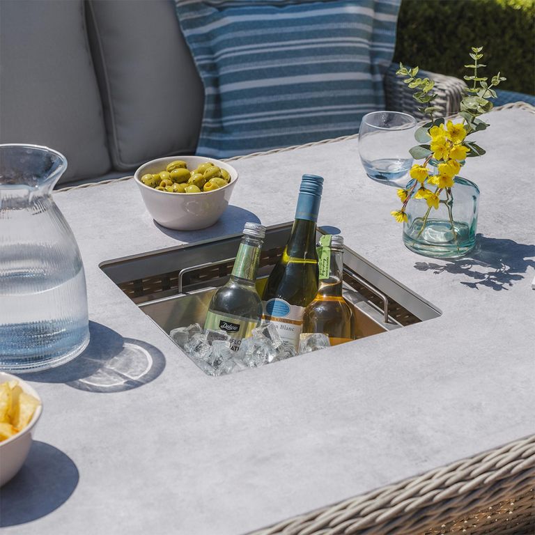 Oxford Garden Sofa Dining Set - Rising - 179cm - Ice Bucket - Ceramic Top - Grey Rattan