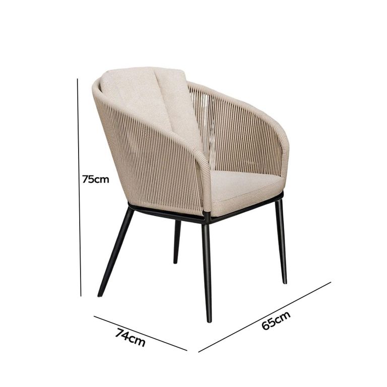 Bali Dining Set - 6 Seater - 150cm - Round - Ceramic Top - 6 Rope Chairs