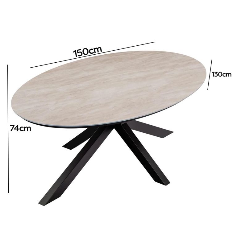 Bali Dining Set - 8 Seater - 200cm - Oval - Ceramic Top - 8 Rope Chairs