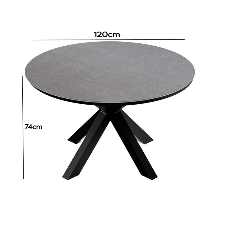 Aspen Garden Dining Set - 4 Seater - 120cm - Round - Ceramic Top - 4 Rope Chairs