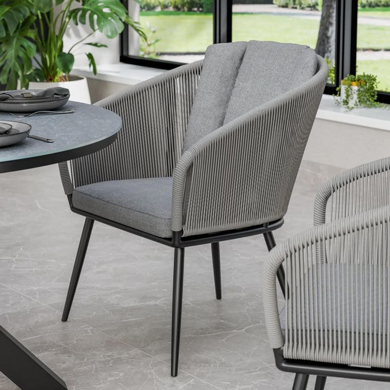 Aspen Garden Dining Set - 6 Seater - 150cm - Round - Ceramic Top - 6 Rope Chairs