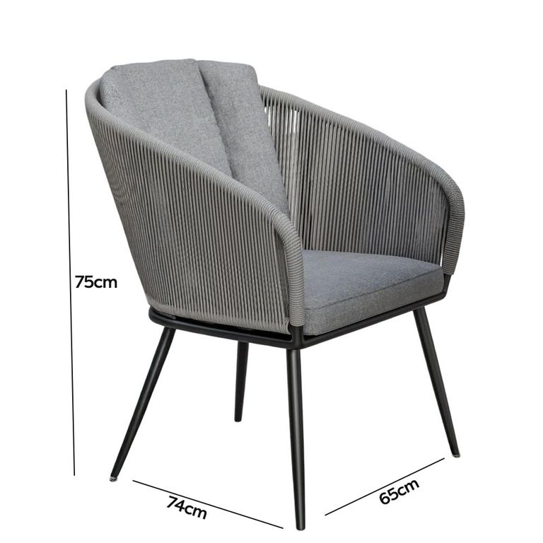 Aspen Garden Dining Set - 6 Seater - 150cm - Round - Ceramic Top - 6 Rope Chairs