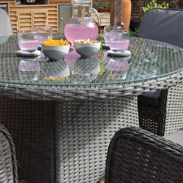 Paris Garden Dining Set - 4 Seater - 110cm - Round - Grey - Rattan - 4 Imperial Chairs