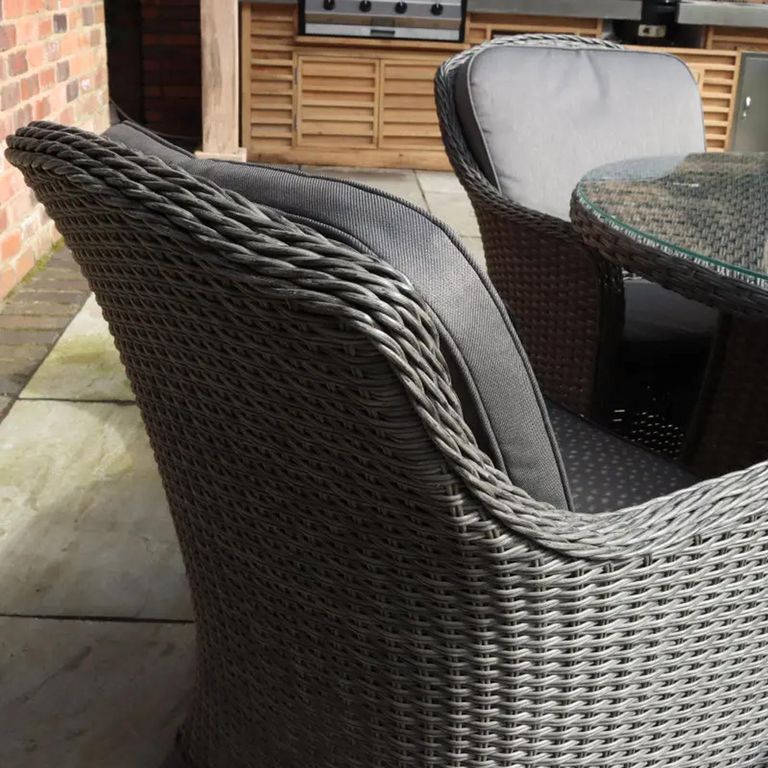 Paris Garden Dining Set - 4 Seater - 110cm - Round - Grey - Rattan - 4 Imperial Chairs