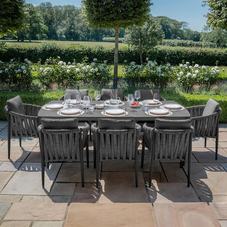 Milan Garden Dining Set - 8 Seater - 220cm - Charcoal
