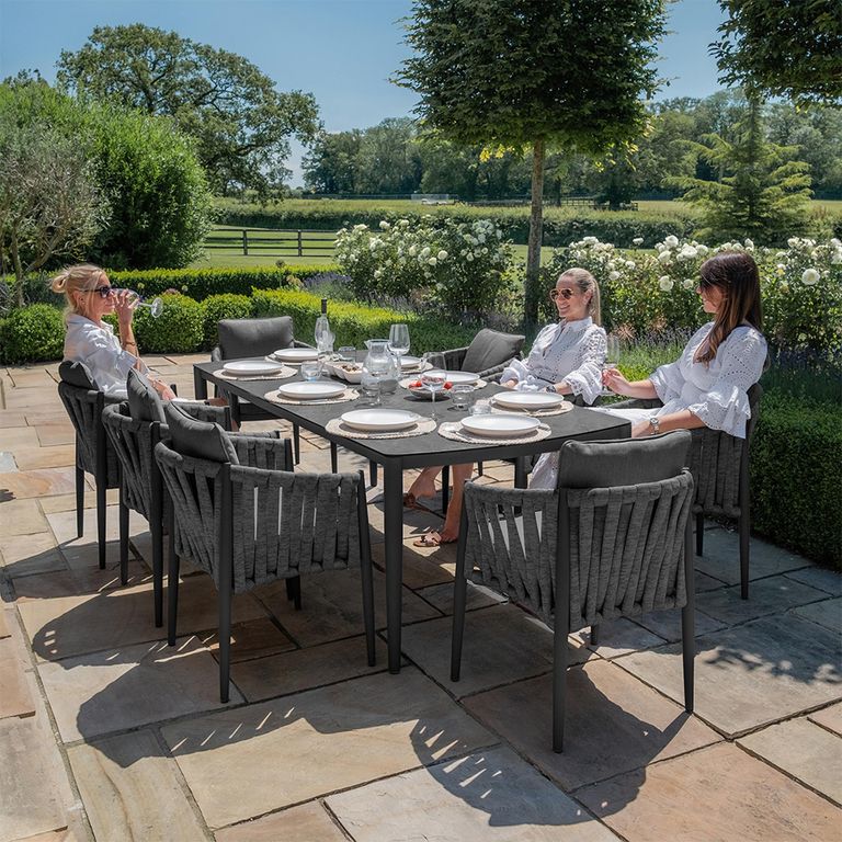 Milan Garden Dining Set - 8 Seater - 220cm - Charcoal