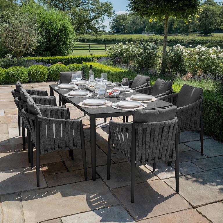 Milan Garden Dining Set - 8 Seater - 220cm - Charcoal
