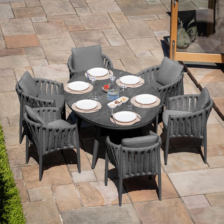 Milan Oval Garden Dining Set - 6 Seater - 120cm - Charcoal