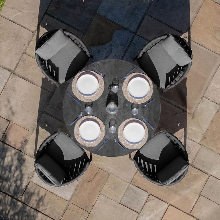 Milan Round Garden Dining Set - 4 Seater - 120cm - Charcoal
