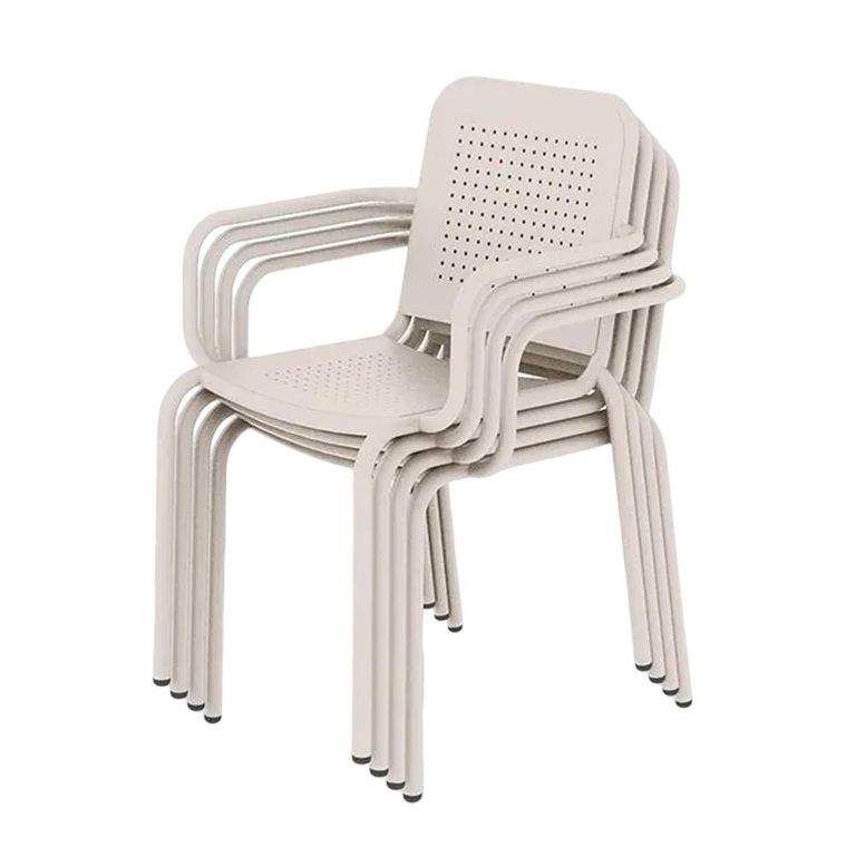 Porto Dining Set - 4 Seater - 100cm - Round - 4 Stacking Chairs - Champagne Metal