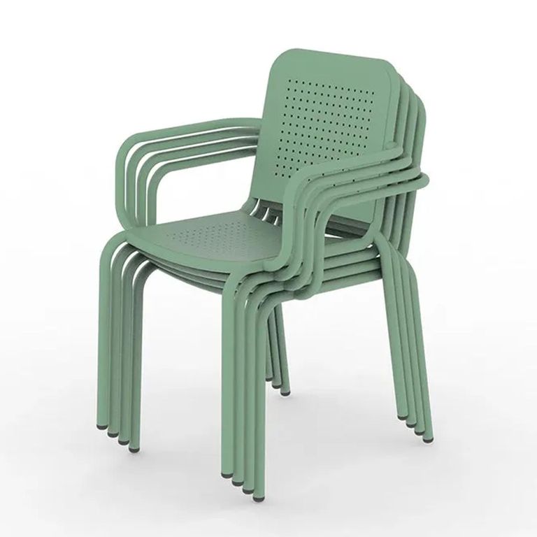 Porto Dining Set - 4 Seater - 100cm - Round - 4 Stacking Chairs - Olive Green Metal