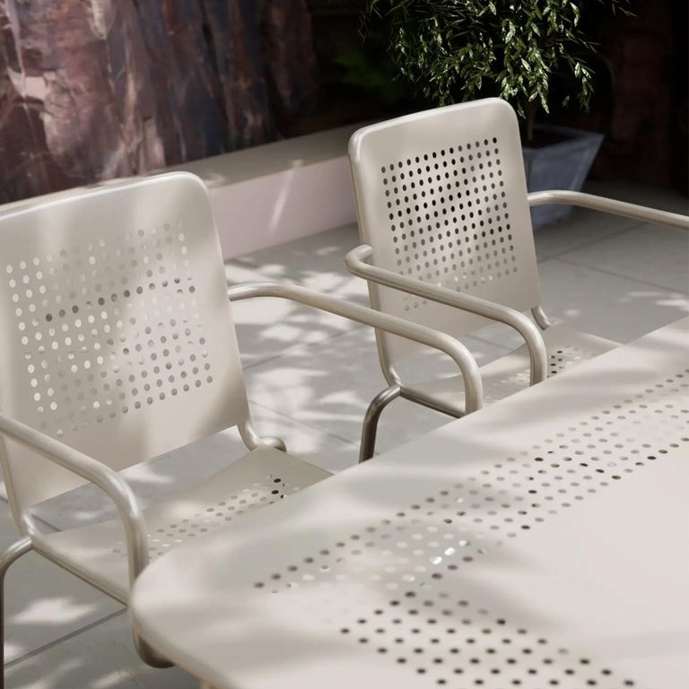 Porto Dining Set - 6 Seater - 160cm - 6 Stacking Chairs - Champagne Metal