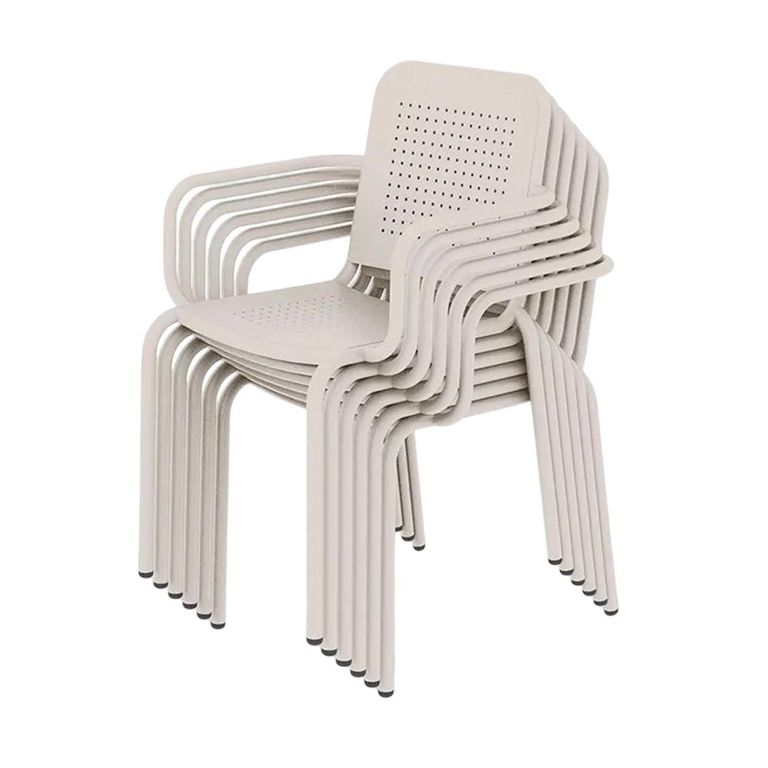 Porto Dining Set - 6 Seater - 160cm - 6 Stacking Chairs - Champagne Metal