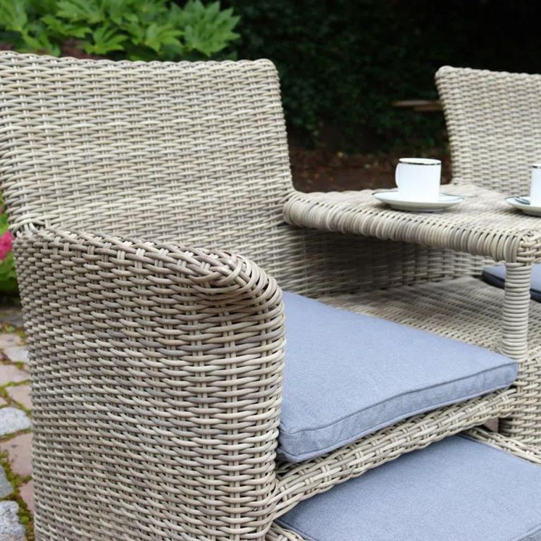 Wentworth Garden Companion Set - 2 Seater - Pull-Out Footstools - Beige - Rattan