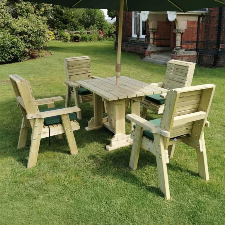 Churnet Valley Ergo Redwood Garden Table Set with 4 Chairs