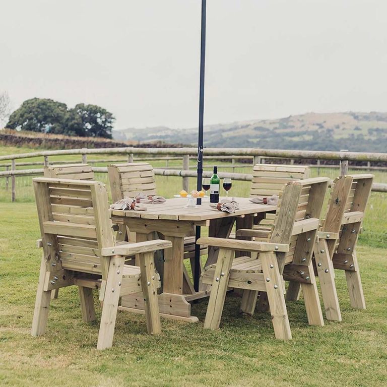 Churnet Valley Ergo Redwood Garden Table Set with 6 Chairs