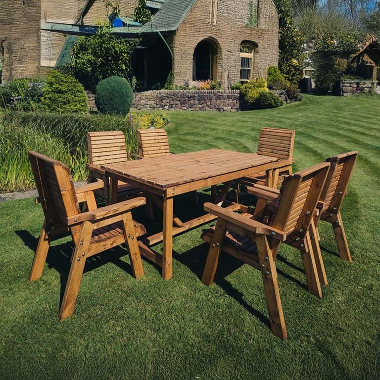Churnet Valley Redwood Garden Table Set with 6 Chairs