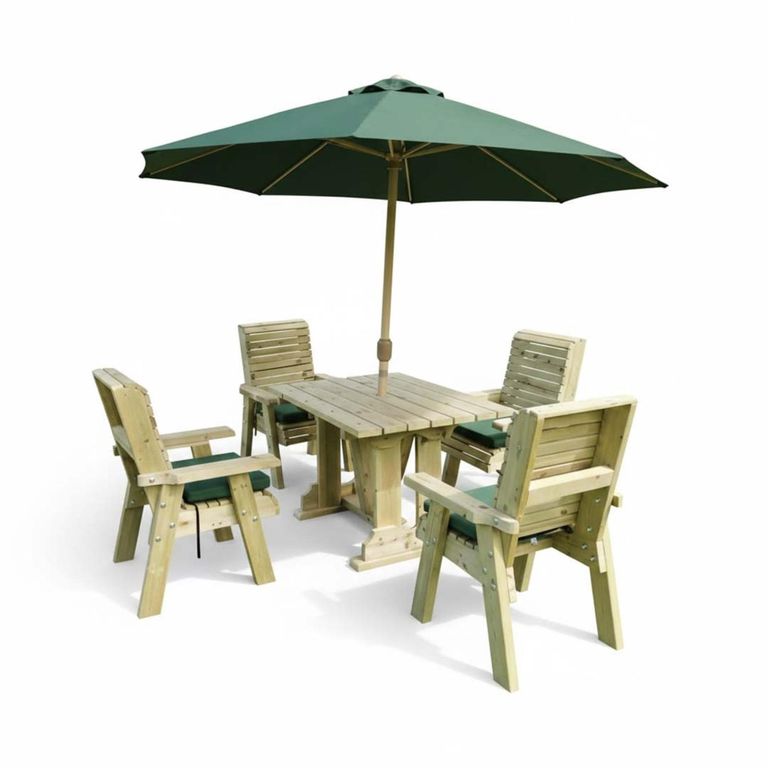 Churnet Valley Ergo Redwood Garden Table Set with 4 Chairs