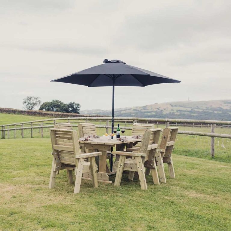 Churnet Valley Ergo Redwood Garden Table Set with 6 Chairs