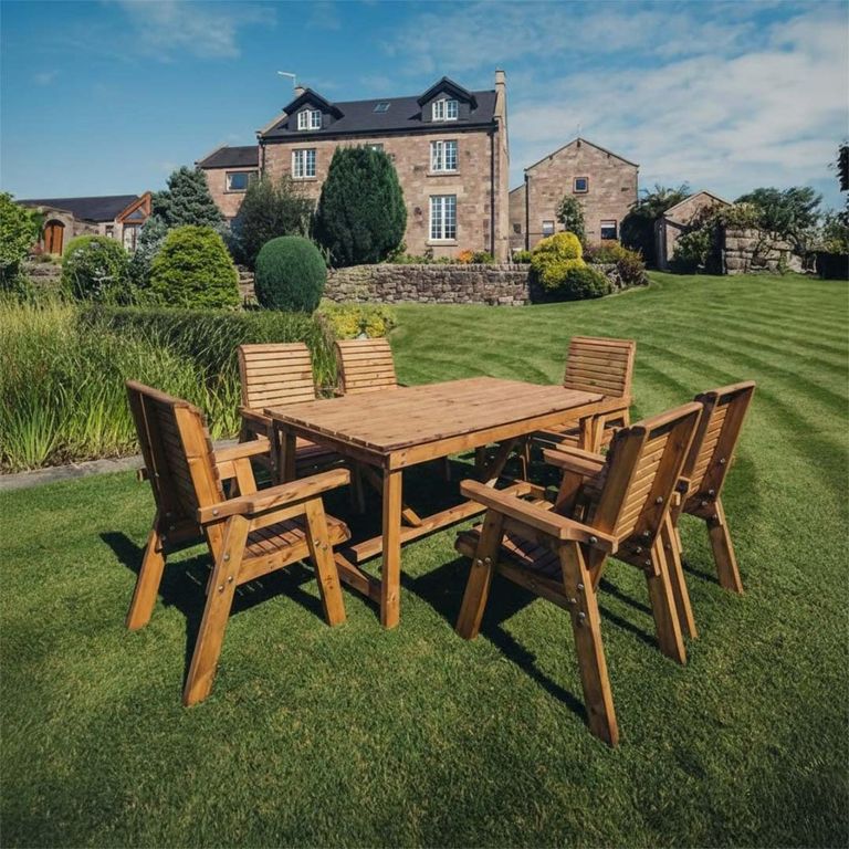 Churnet Valley Redwood Garden Table Set with 6 Chairs