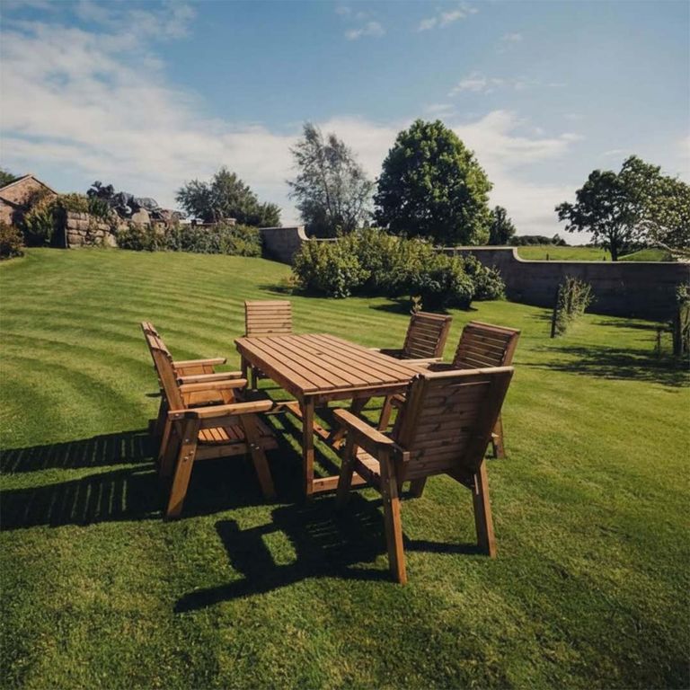 Churnet Valley Redwood Garden Table Set with 6 Chairs