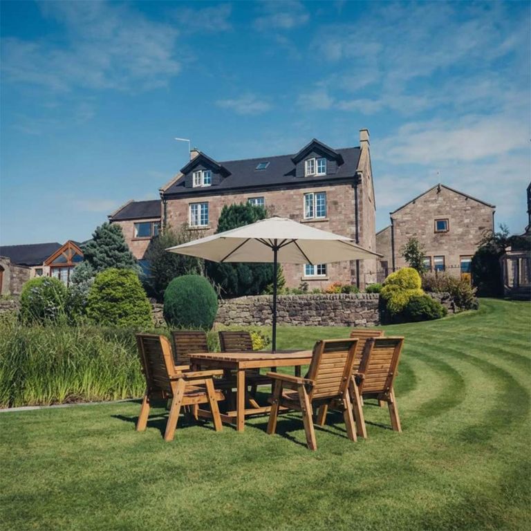 Churnet Valley Redwood Garden Table Set with 6 Chairs