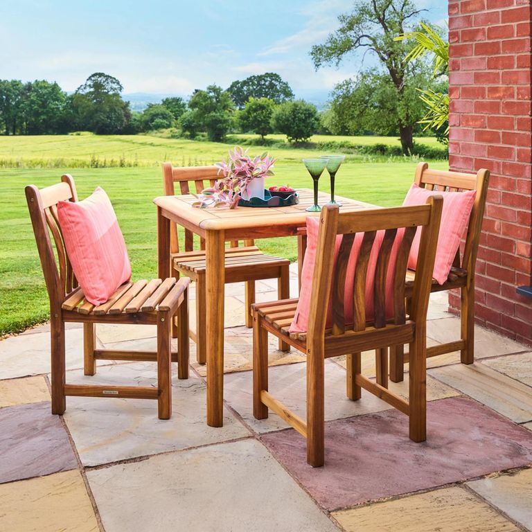Redcliffe Garden Square Dining Set - 4 Seater - 80cm - Acacia Wood - 4 Broadfield Side Dining Chair