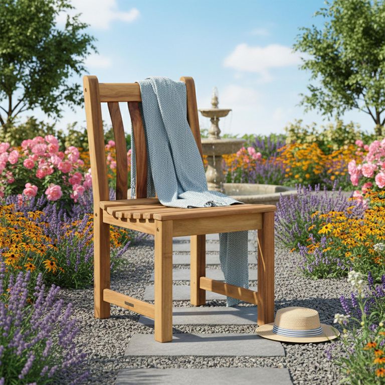 Redcliffe Garden Square Dining Set - 4 Seater - 80cm - Acacia Wood - 4 Broadfield Side Dining Chair