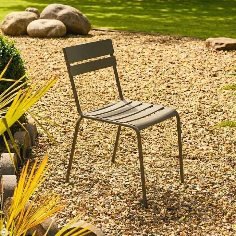 Oslo Garden Dining Set - 6 Seater - 150cm - Grey Metal - 4 Stacking Dining Chairs