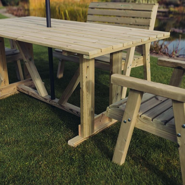 Clover Garden Dining Set - 6 Seater - 212cm - Natural Timber Wood
