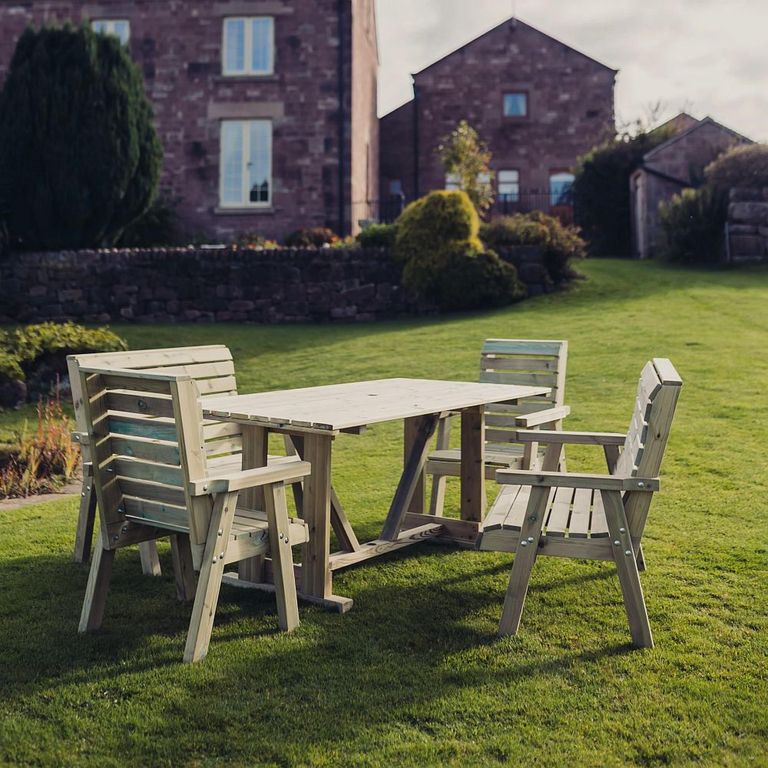 Clover Garden Dining Set - 6 Seater - 212cm - Natural Timber Wood