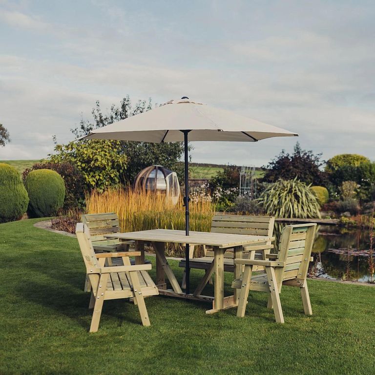 Clover Garden Dining Set - 6 Seater - 212cm - Natural Timber Wood