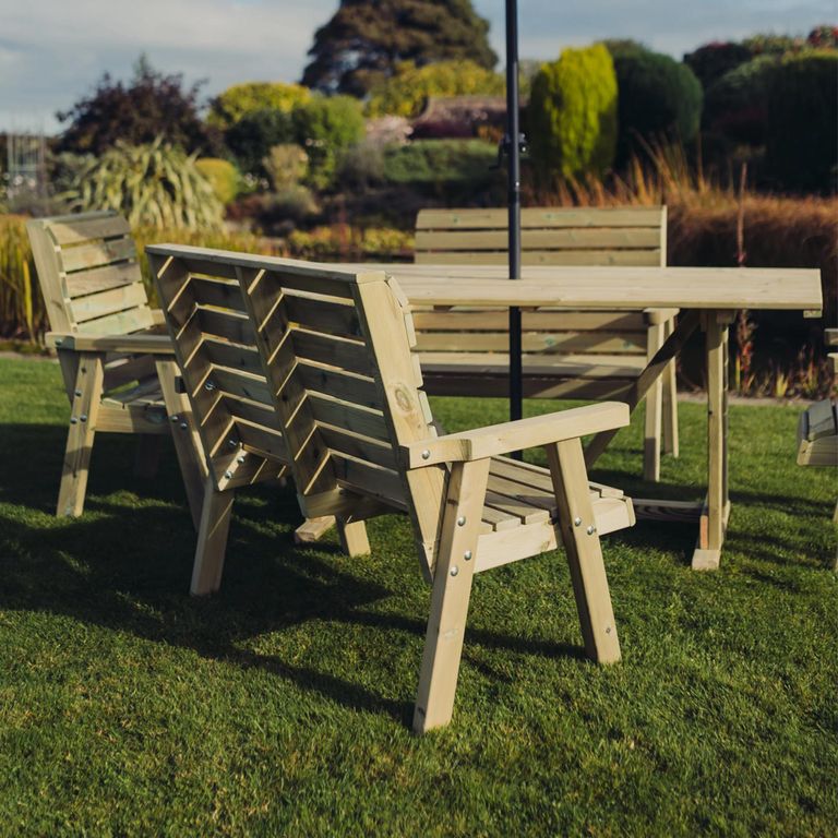 Clover Garden Dining Set - 6 Seater - 212cm - Natural Timber Wood