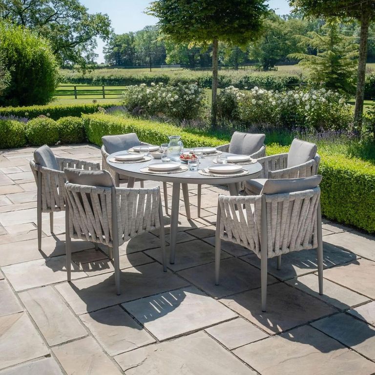 Milan Oval Garden Dining Set - 6 Seater - 120cm - Cool Linen