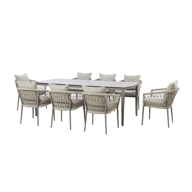 Monaco Garden Dining Set - 8 Seater - 220cm - Cool Linen