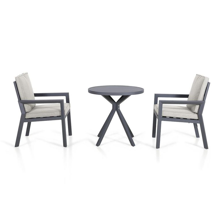 New York Round Garden Bistro Set - 2 Seater - Dove Grey