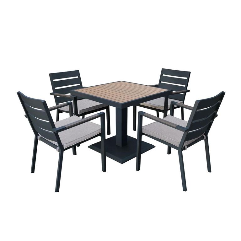 Vancouver Garden Dining Set - 4 Seater - Square - 90cm - Dove Grey