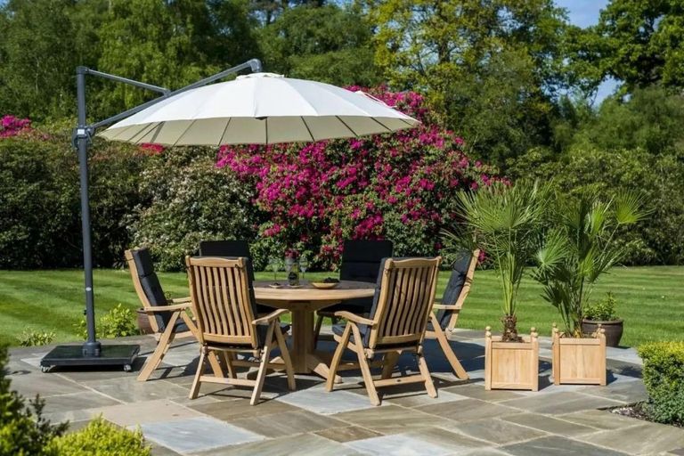 Roble Bengal Round Dining Table - 6 Seater - 145cm - Garden - Pedestal