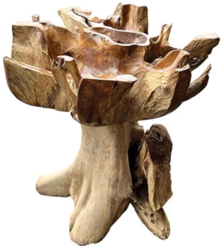 Lombok Teak Root & Glass Dining Table - Round - 4 Seater - 120cm