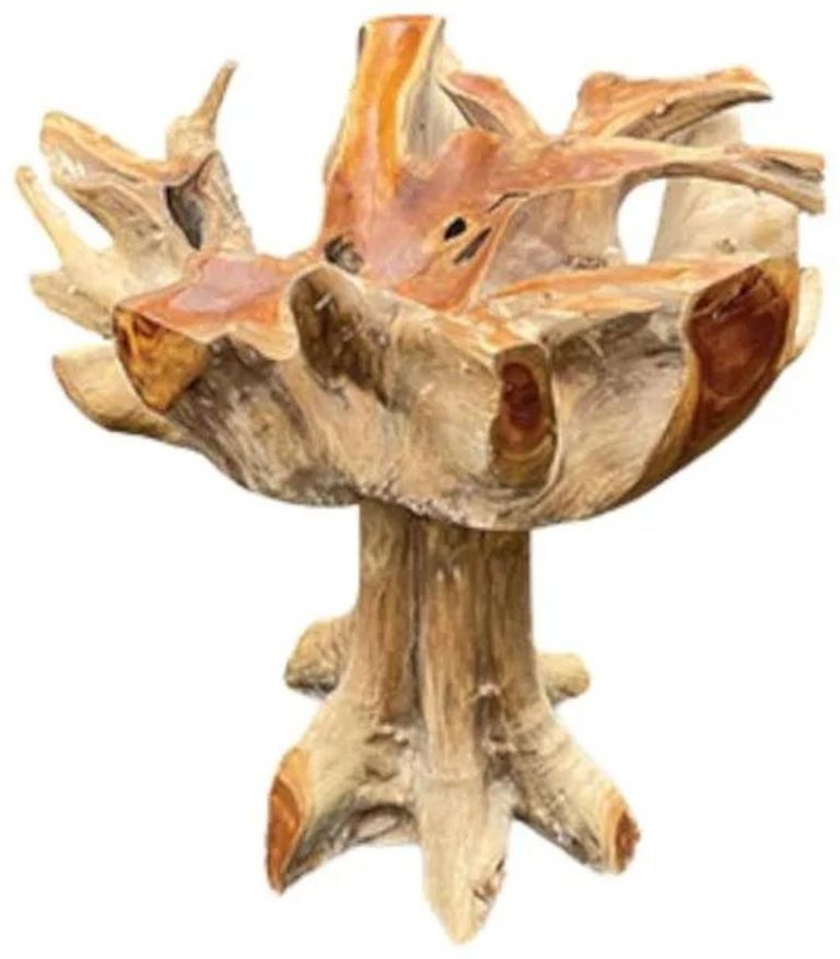 Lombok Teak Root & Glass Dining Table - Round - 4 Seater - 120cm