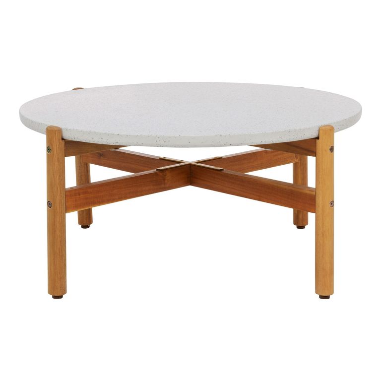 Terracina Round Garden Coffee Table - White Concrete Top