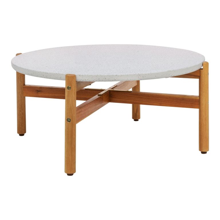 Terracina Round Garden Coffee Table - White Concrete Top